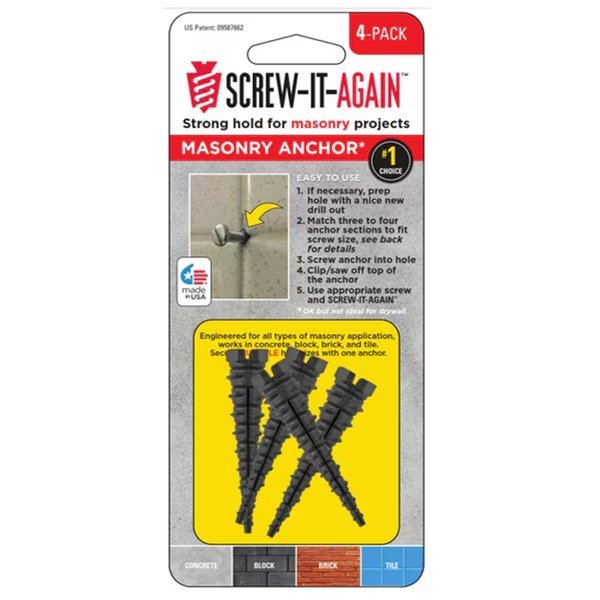 MASONRY ANCHOR 4PK, Screw-It-Again, Mfr#: SIA-4PK-M